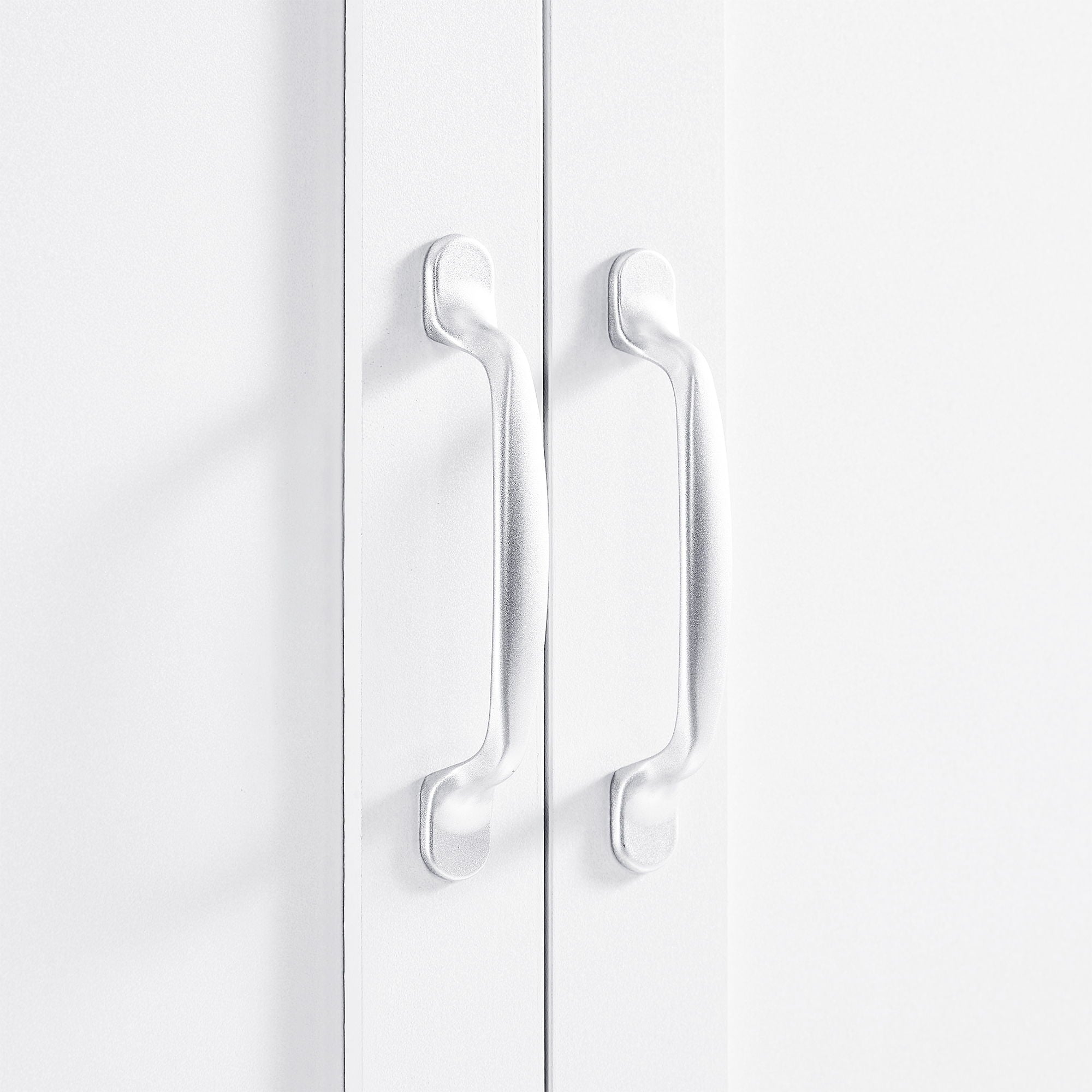 Tall Bathroom Storage Cabinet With 4 Doors 3 Drawers Adjustable Shelves - White