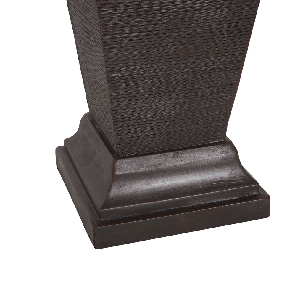 35.5" Tall Column Fountain With LED Lights, Retro Outdoor Decor, Weather Resistant Feature - Dark Brown