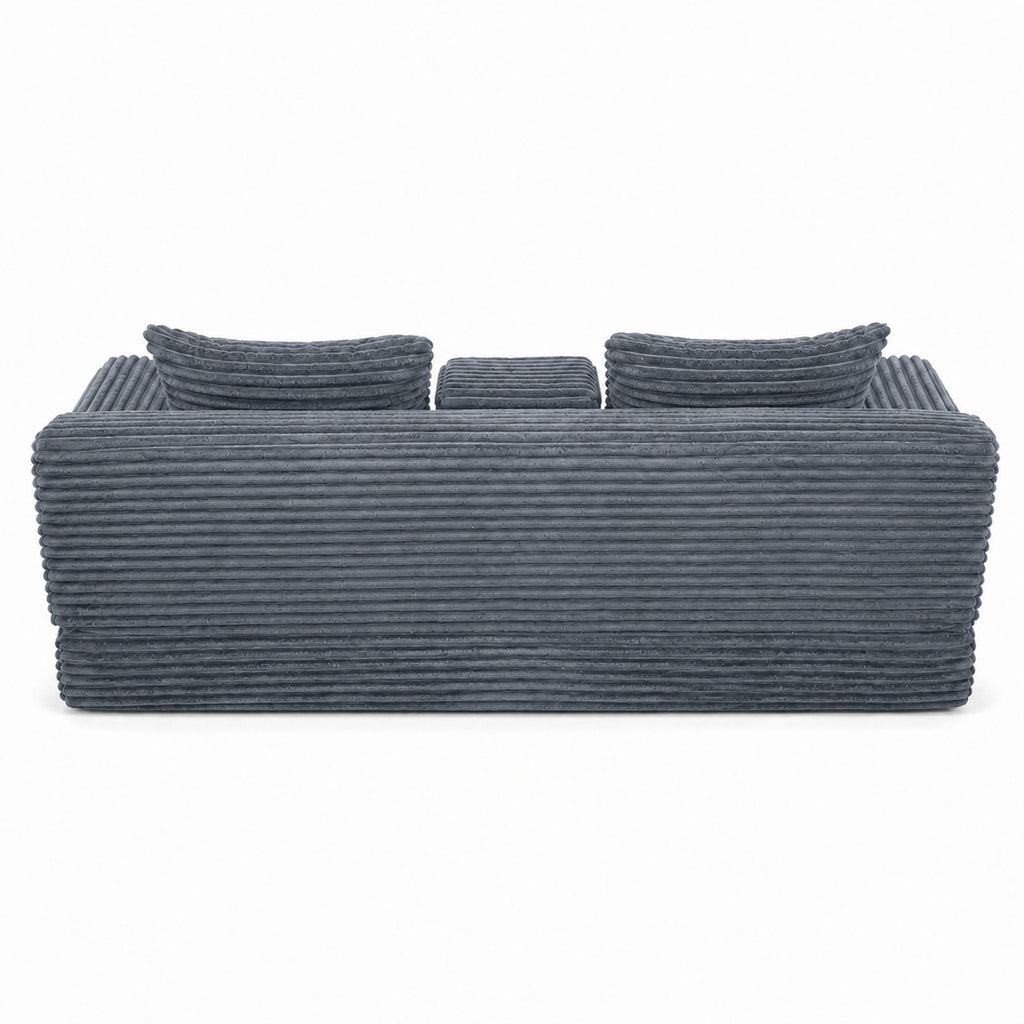 Soft Striped Convertible Sofa Bed, Dual Use Lounge Couch With Cup Holders And Pillows
