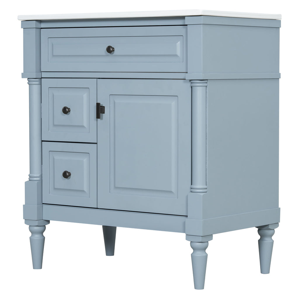 Modern Bathroom Vanity With Sink, Freestanding Cabinet With Flip Drawer & Adjustable Shelf