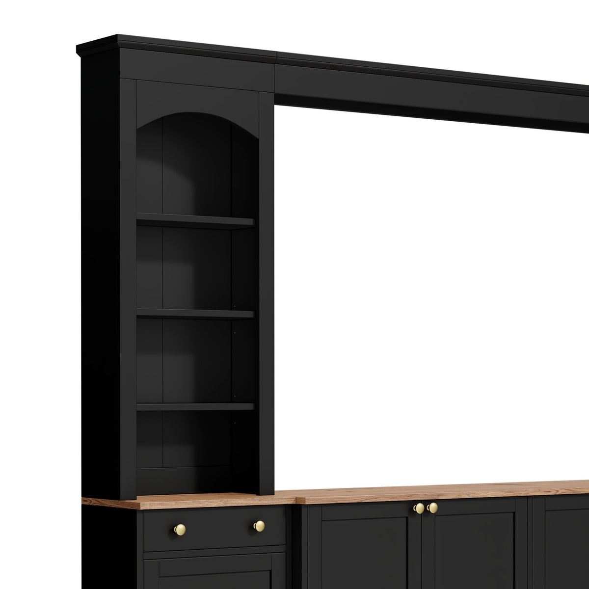 Arched Entertainment Center Wall Unit With Bookshelf, Retro Large TV Stand