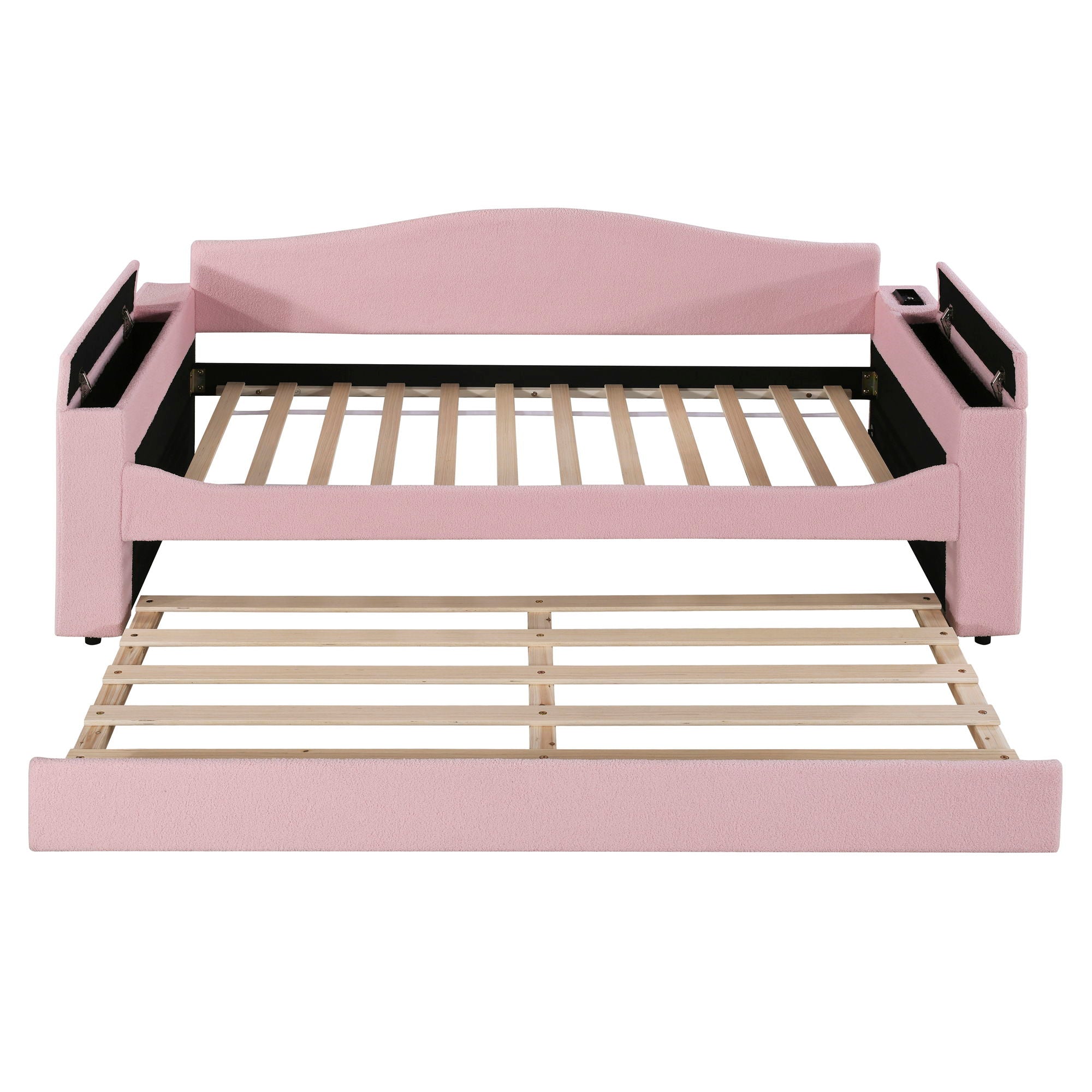 Upholstered Daybed With Storage Armrests, Trundle And Latest Integrated tooth Audio System