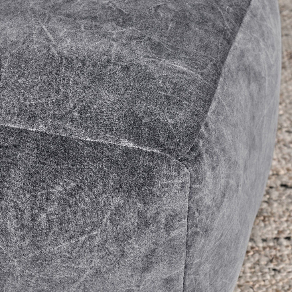 Heirloom - Velvet Pouf - Stone Gray