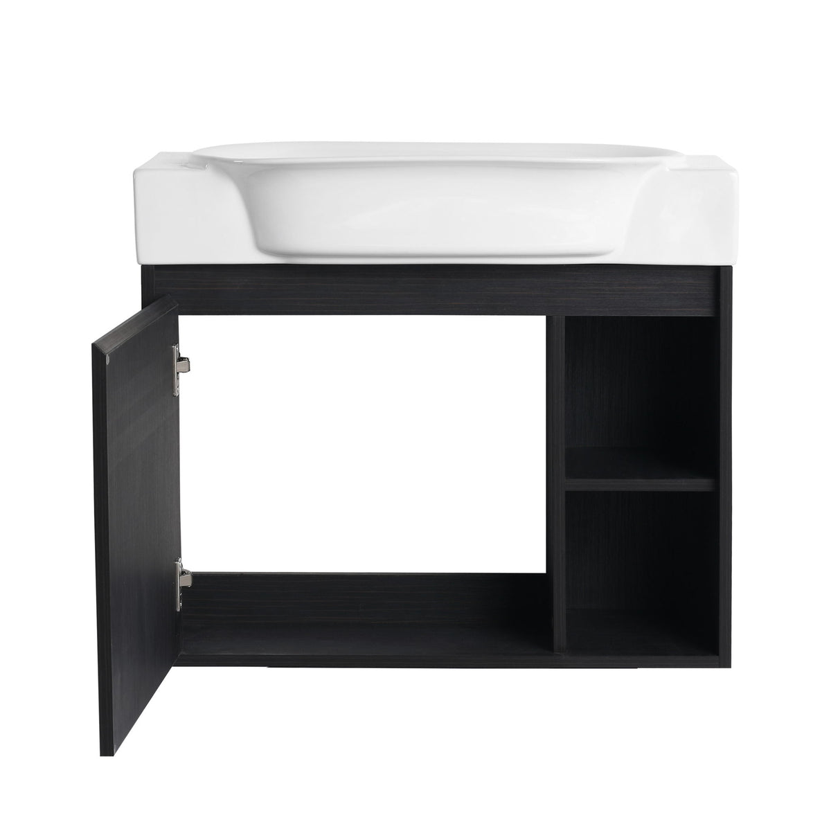 28" Wall Mounted Bathroom Vanity With Sink & Soft Close Door - Black Chestnut