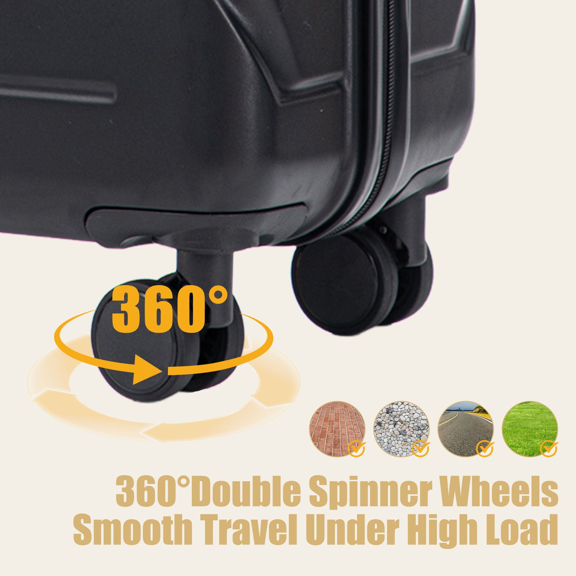 Hard Shell Luggage With Scratch Resistant Surface, 4 Wheels, Combination Lock & Side Hooks