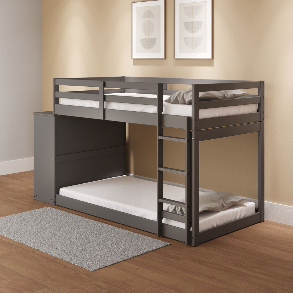 Gaston - Bunk Bed Twin Over Twin With 4 Drawers & 3 Compartments - Gray