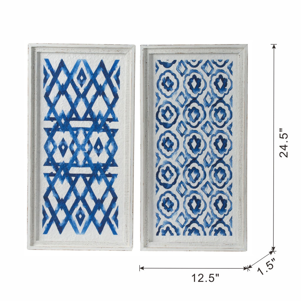 Hanging Sculptures, Modern Wall Art Decor (Set of 2) - White / Blue
