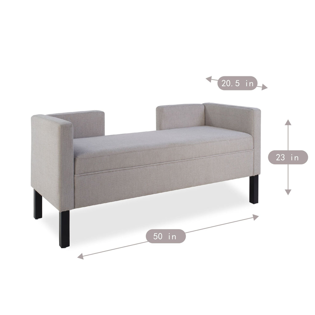 Upholstered Ottoman With 2 Bolster Pillows For Living Room - Gray