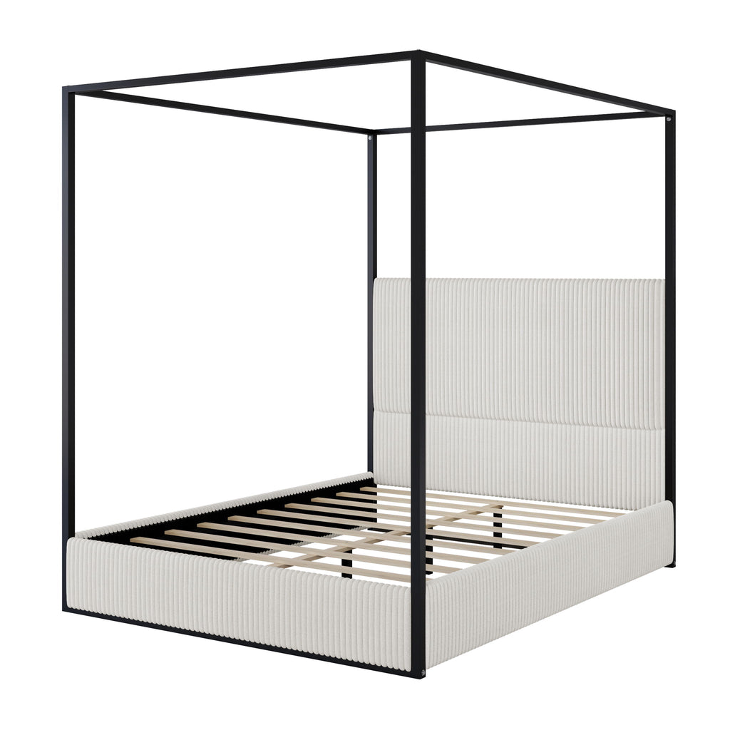 Canopy Bed With Tall Upholstered Headboard And 4 Poster