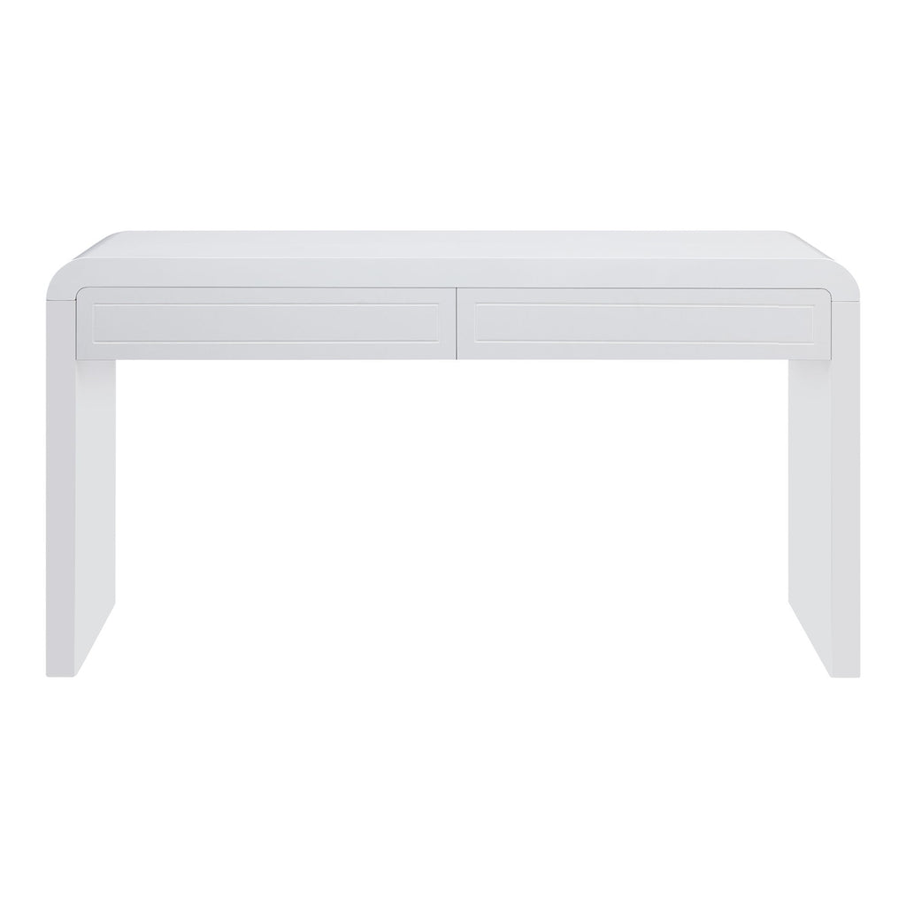 Curved Console Table With Storage, 2 Drawers - White