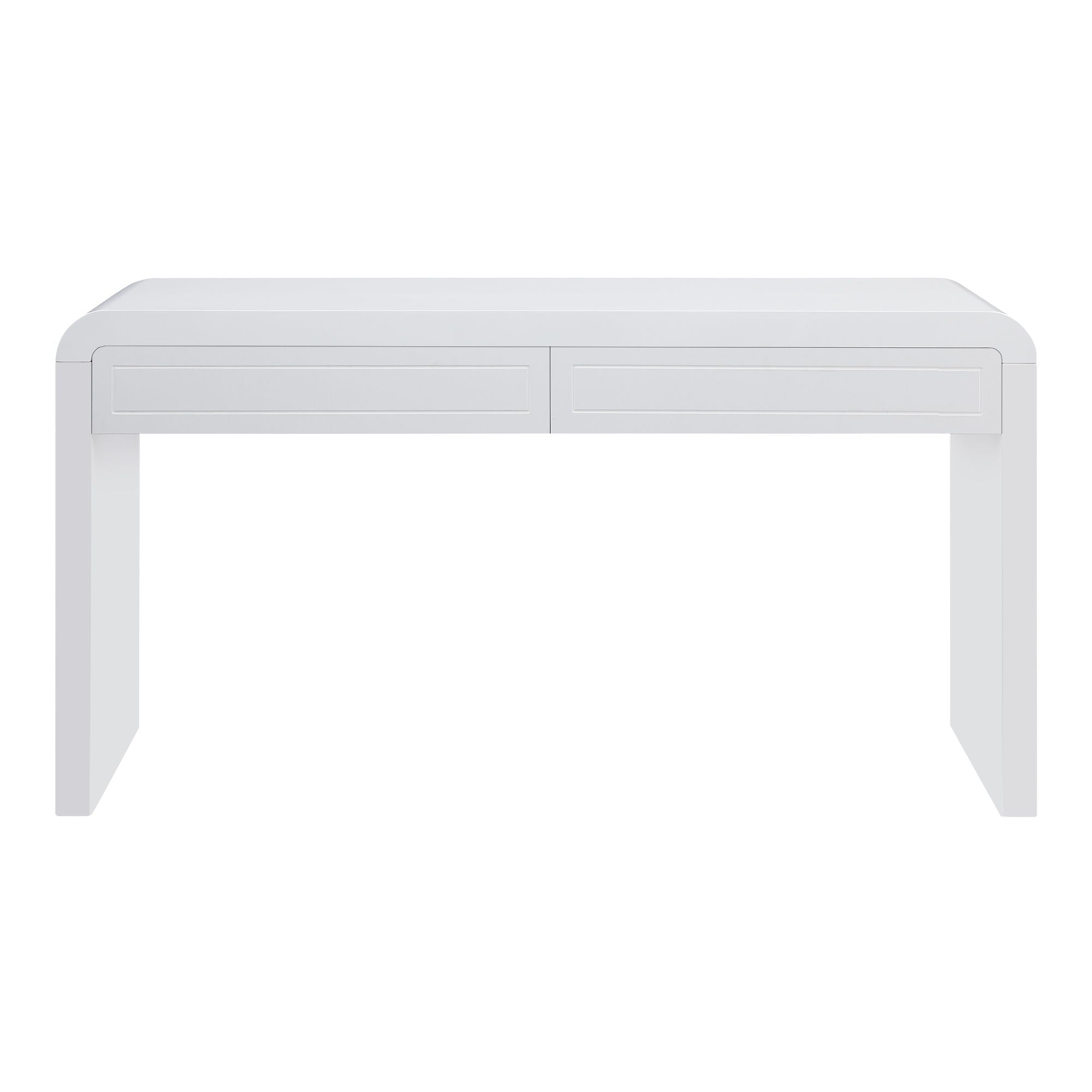 Curved Console Table With Storage, 2 Drawers - White