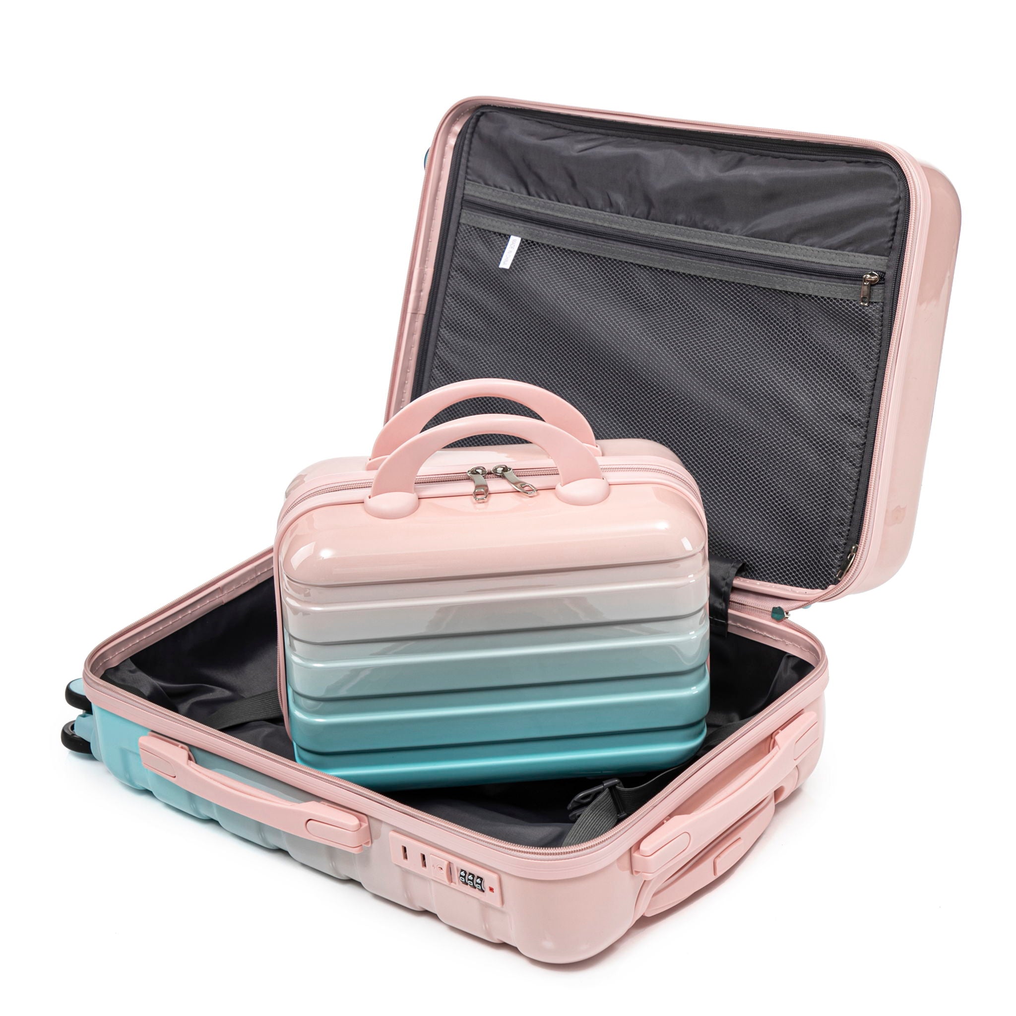 Luggage Set 14" / 20" With Combination Lock And Cosmetic Case