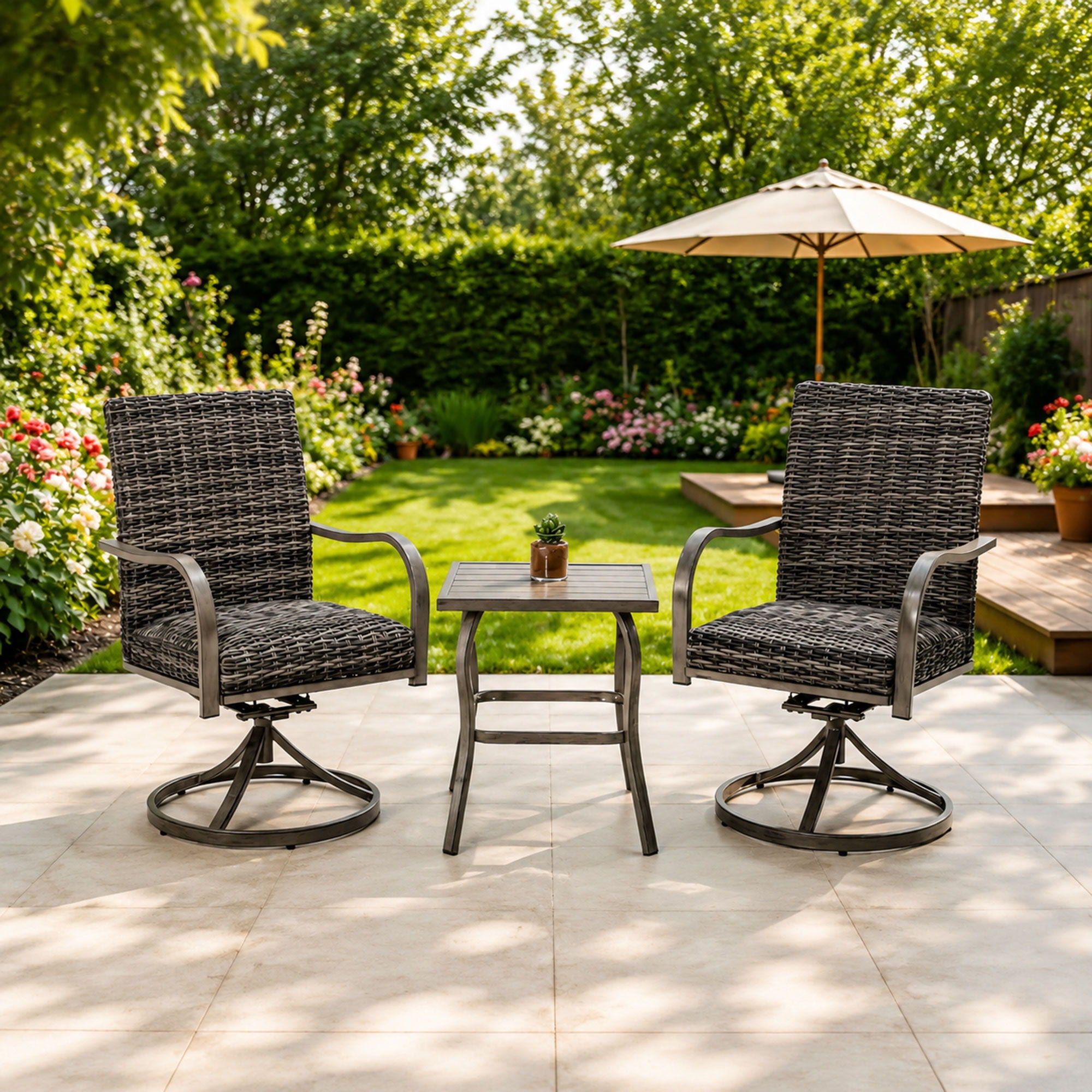 Outdoor Swivel Dining Chair (Set of 2) - Gray