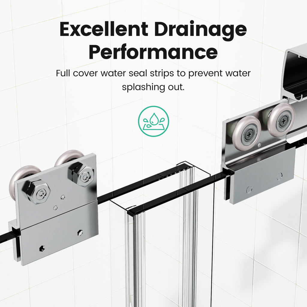 Semi Frameless Double Sliding Shower Door With SGCC Tempered Glass - Chrome