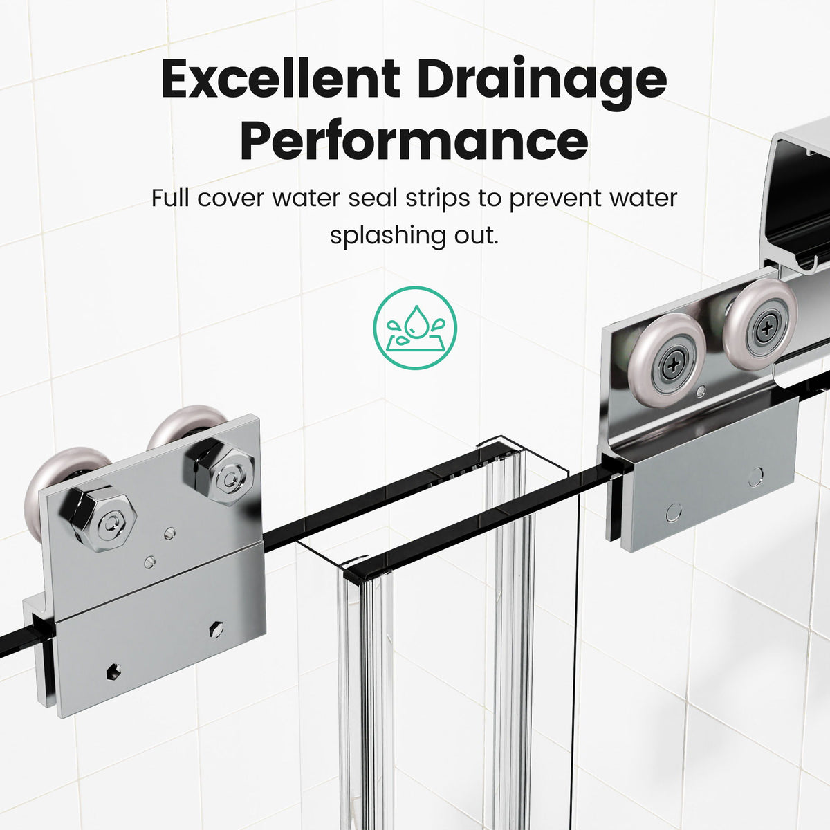 Semi Frameless Double Sliding Shower Door With SGCC Tempered Glass - Chrome