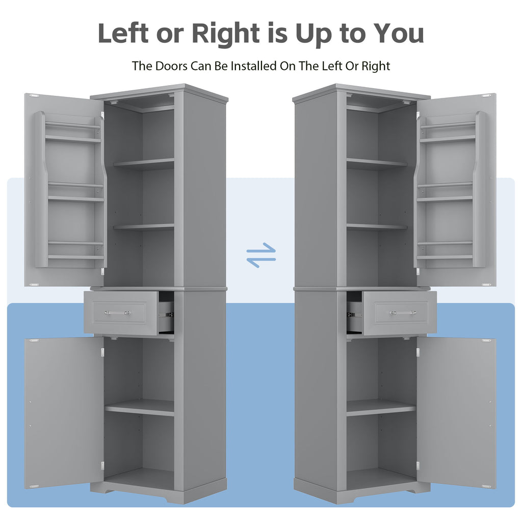 Tall Freestanding Bathroom Storage Cabinet With Adjustable Shelf, 2 Door Design
