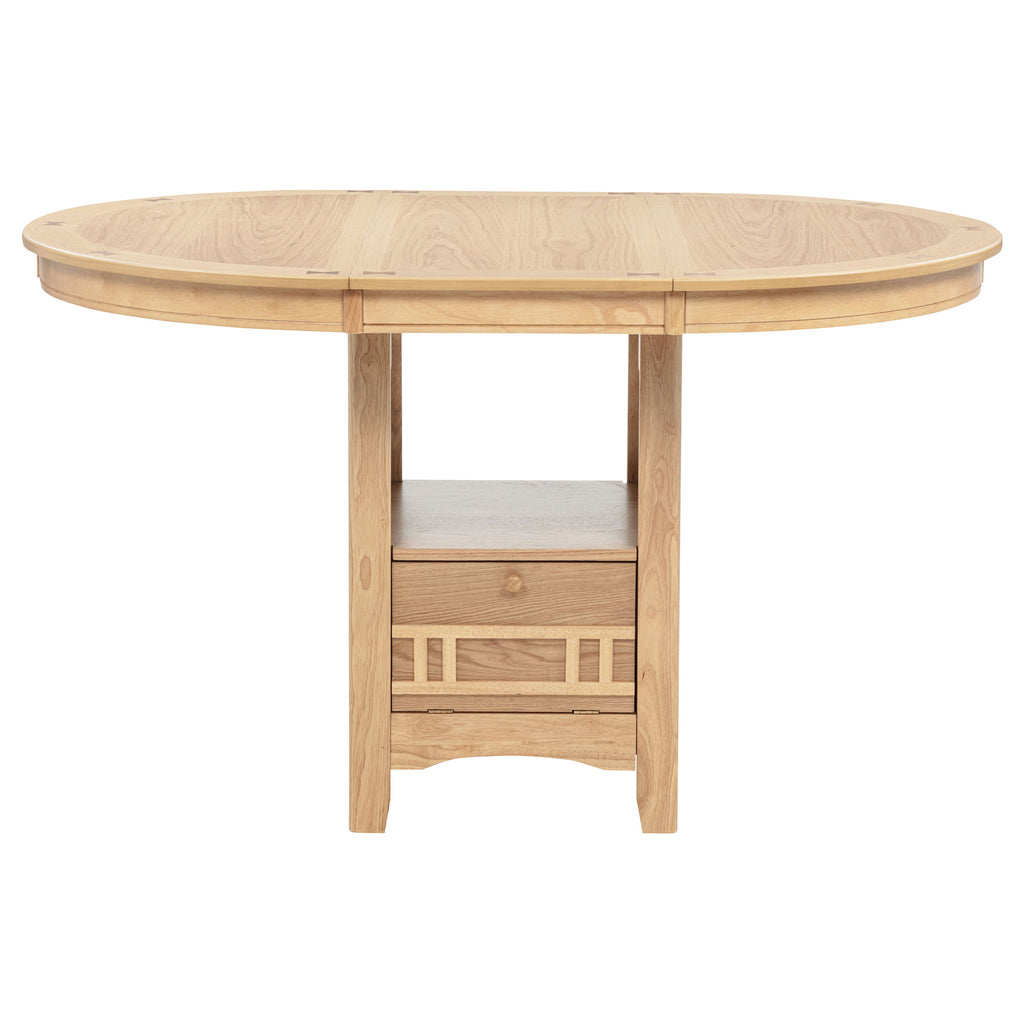 Davis - 5 Piece Oval Counter Height Dining Set With Expandable Table - Light Oak