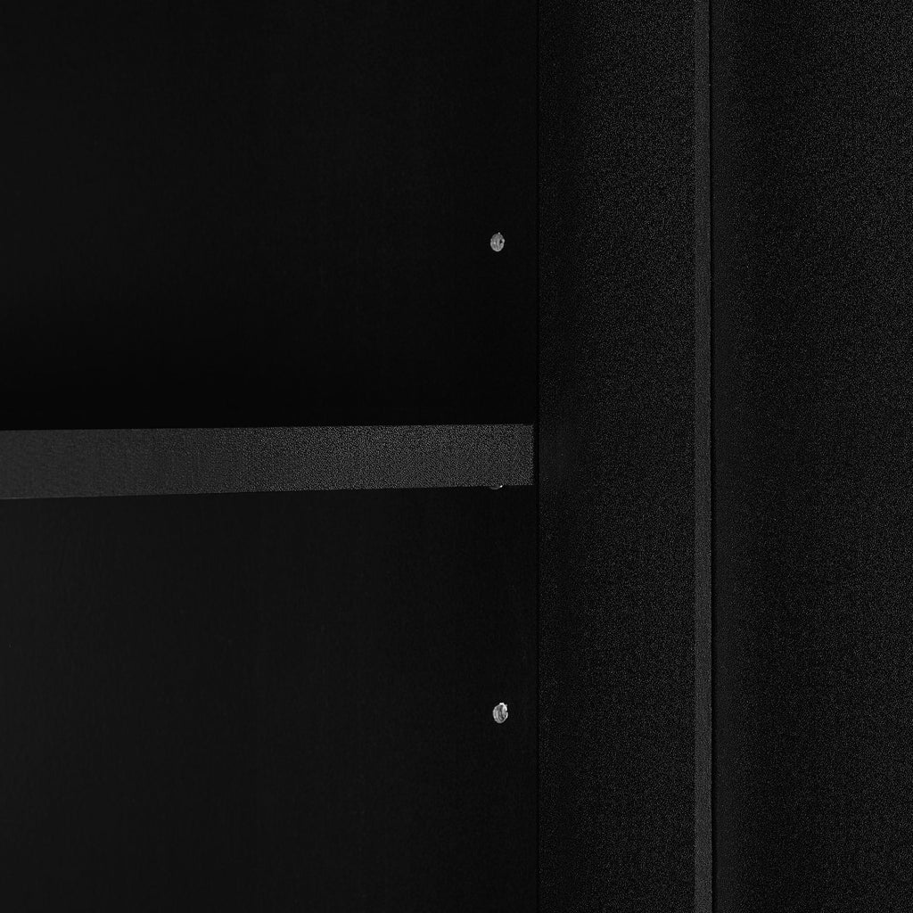 Tall Freestanding Bathroom Storage Cabinet With Adjustable Shelves And Side Hooks