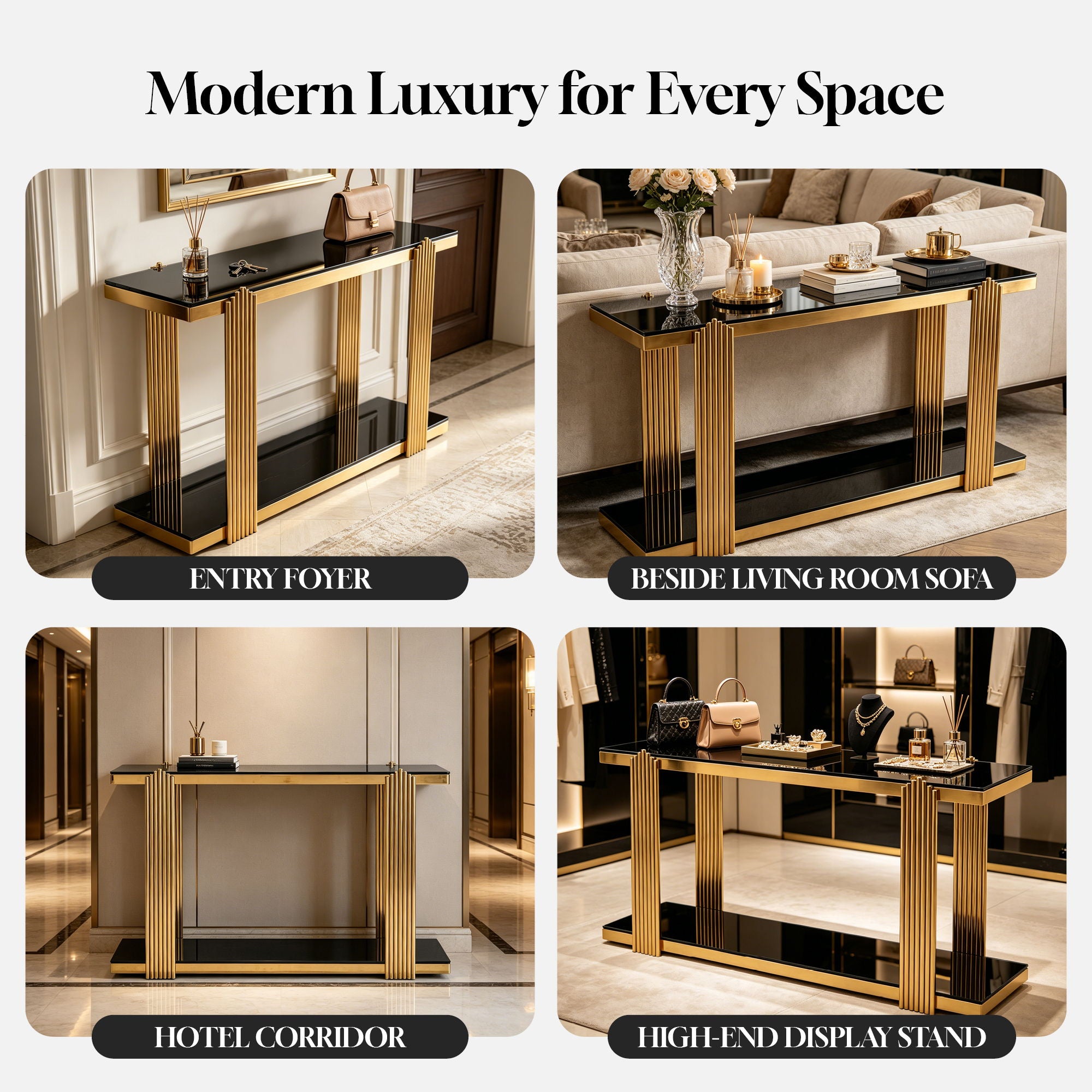 Console Table With Double Tier Storage