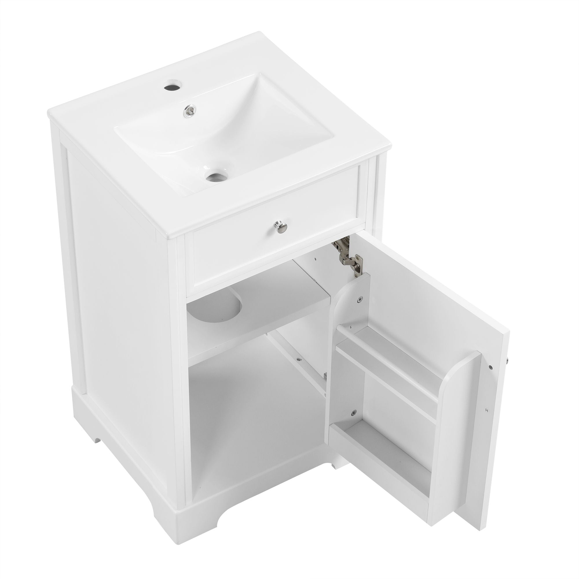 20" Bathroom Vanity With Sink, Soft Closing Cabinet Door, Adjustable Shelf & Storage Rack - White