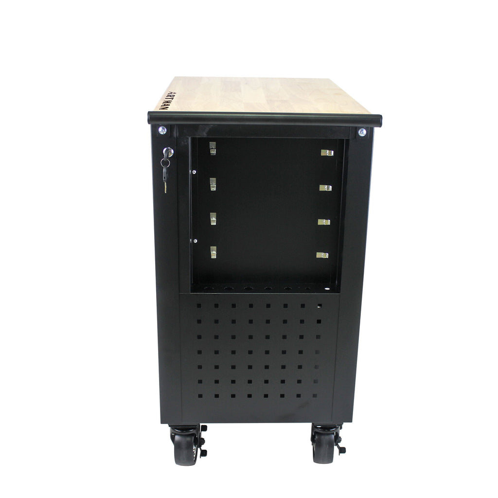 4 Drawers Multifunctional Tool Cart With Wheels And Wooden Top - Orange