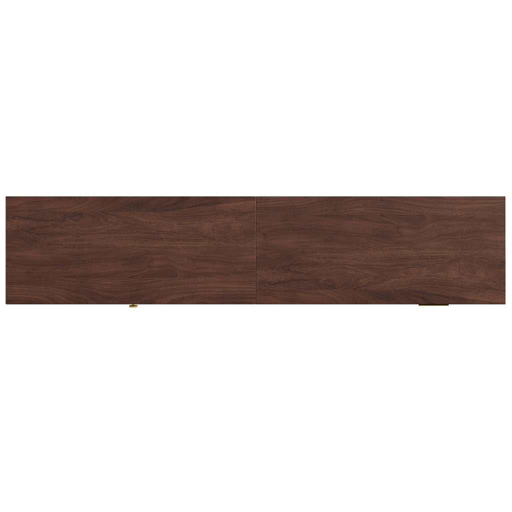 TV Stand With Sliding Doors And 2 Drawers For Living Room - Dark Brown