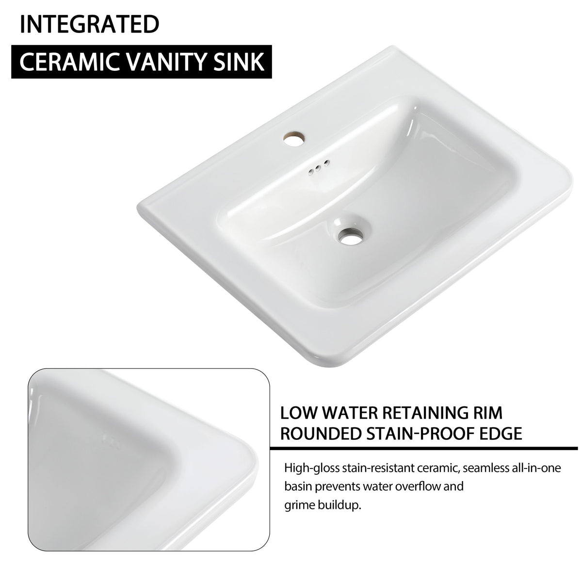 Wall Mounted Bathroom Vanity With Sink & 1 Soft Close Door