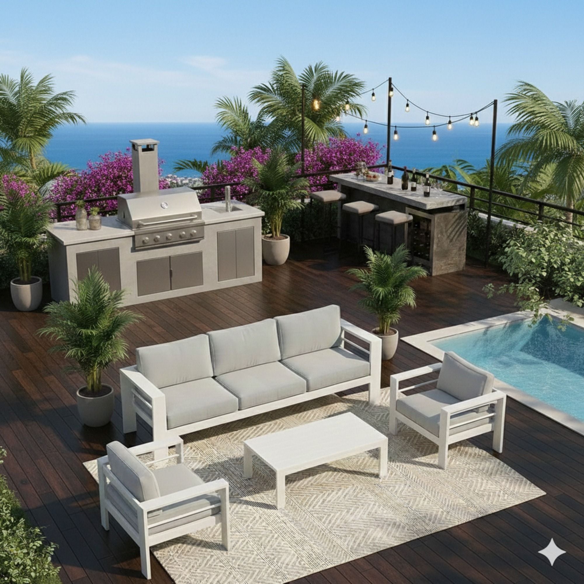 Outdoor Patio Set With All-Weather Thick Cushions