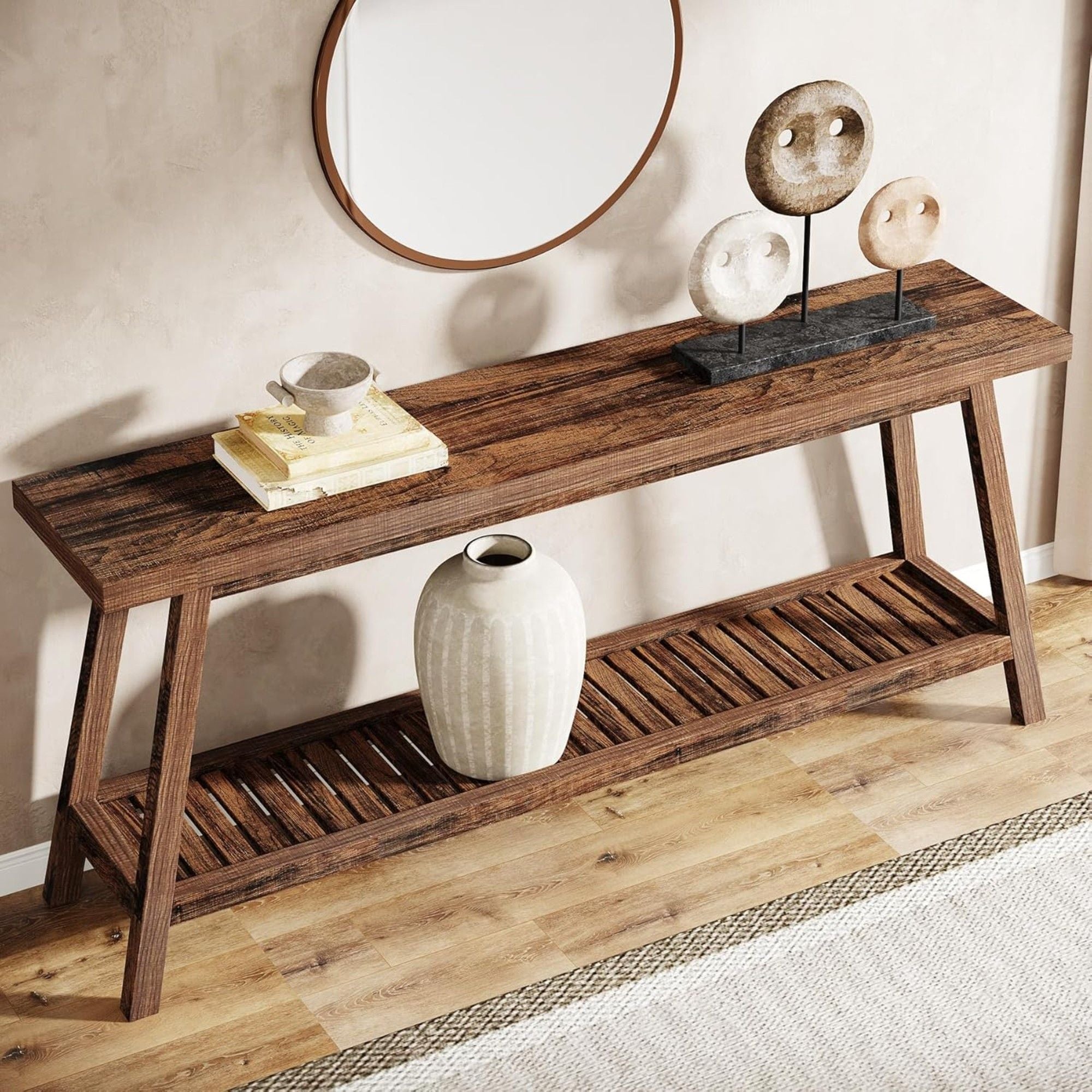 Extra Long Console Table With 2 Tier Open Storage
