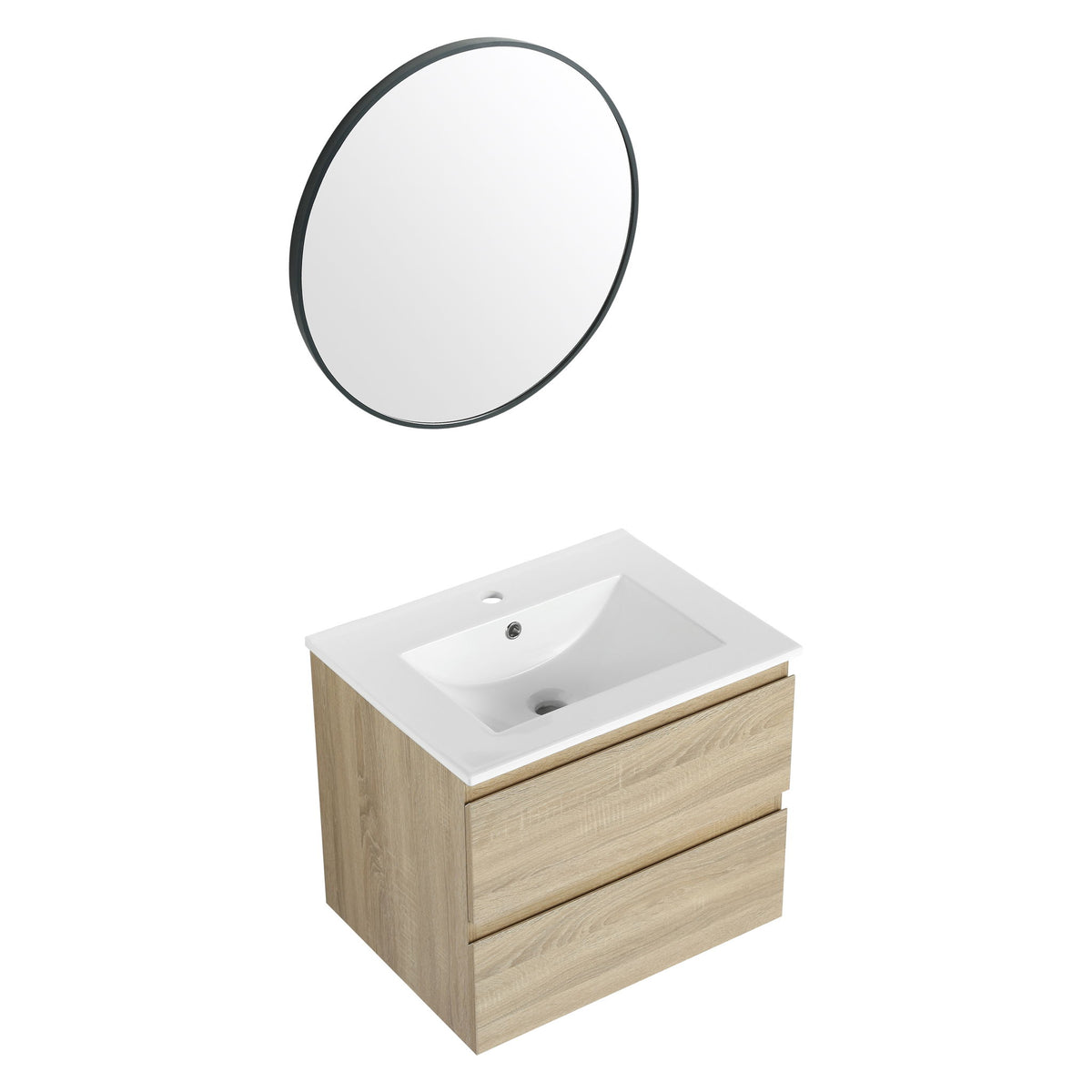 Wall Mounted Bathroom Vanity & Sink, 2 Soft Close Drawers