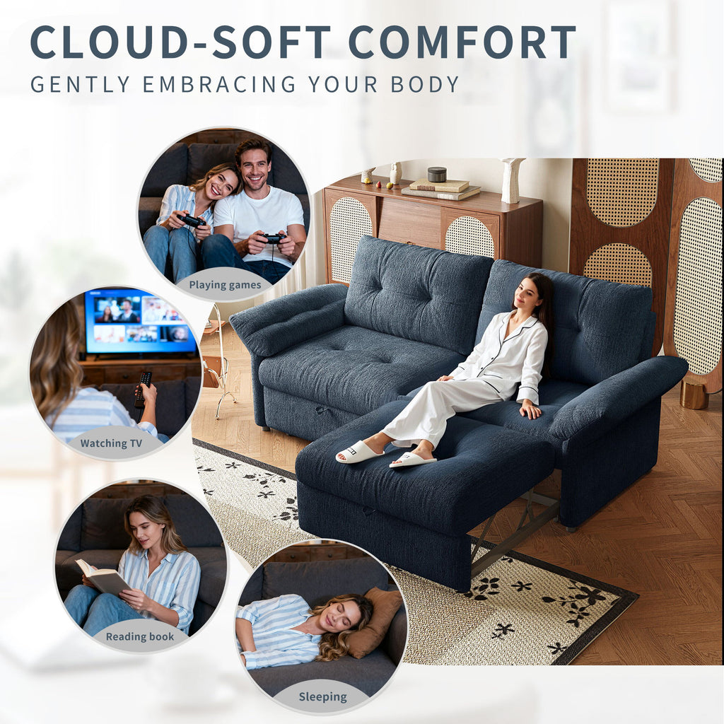 Sofa Bed, 2 In 1 Design For Living Rooms