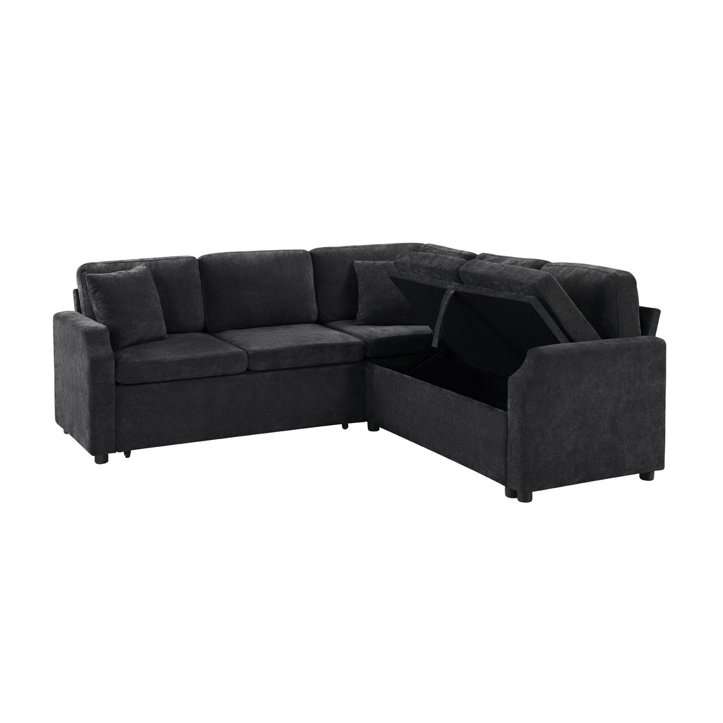 Modern L Shaped Sectional Sofa Bed With Hidden Storage Upholstery