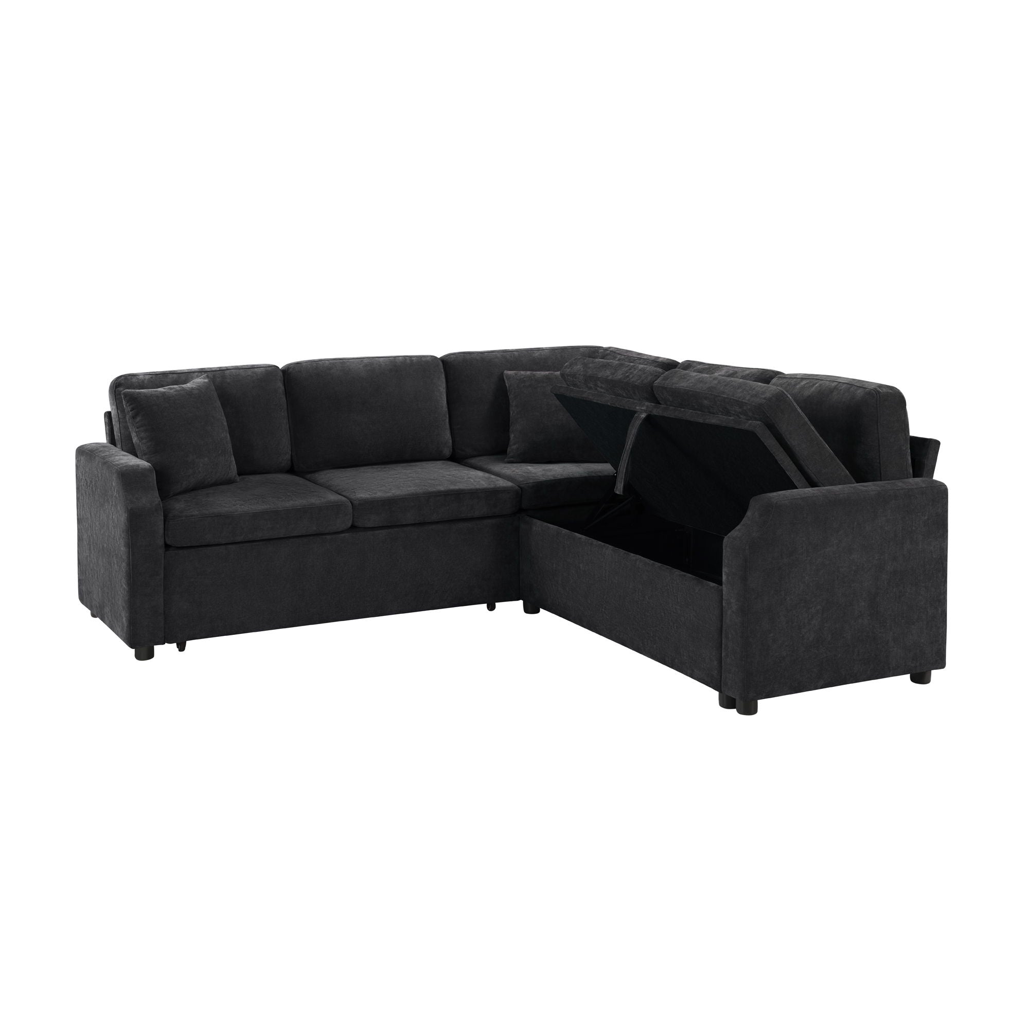Modern L Shaped Sectional Sofa Bed With Hidden Storage Upholstery