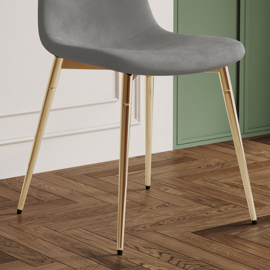 Fabric Dining Chairs, Upholstered Armless Accent Chairs, Classical Appearance And Metal Legs (Set of 4)