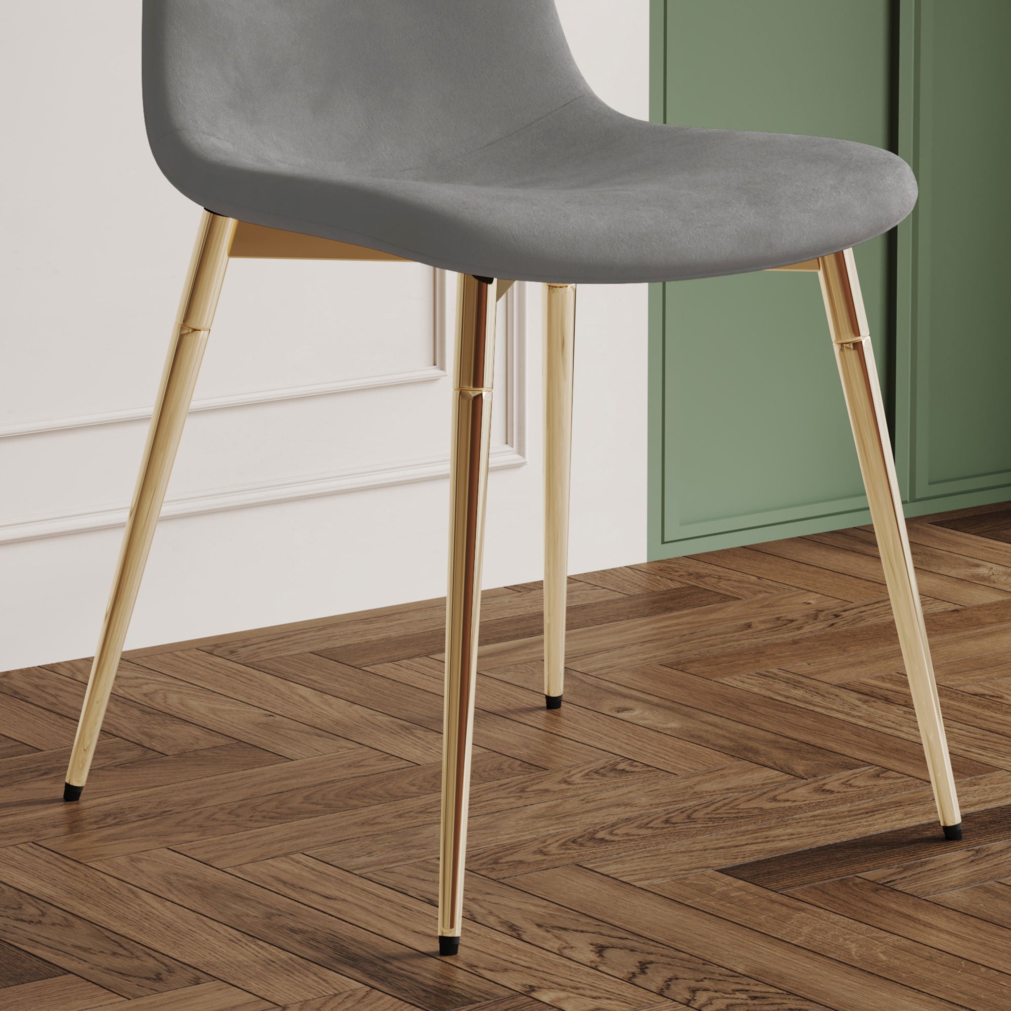 Fabric Dining Chairs, Upholstered Armless Accent Chairs, Classical Appearance And Metal Legs (Set of 4)