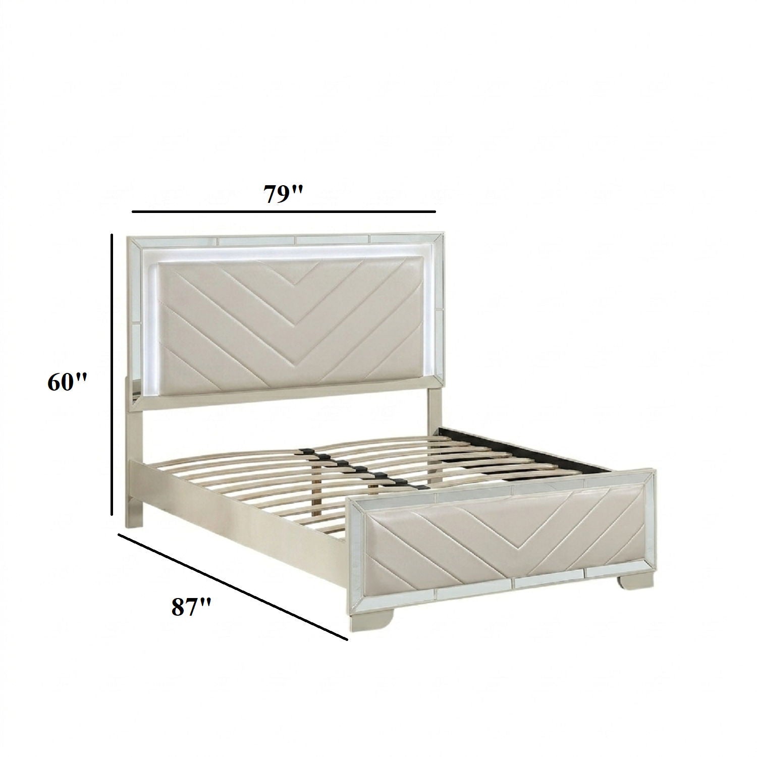 1 Piece Eastern King Size Upholstered Headboard And Footboard With Built In LED Lights