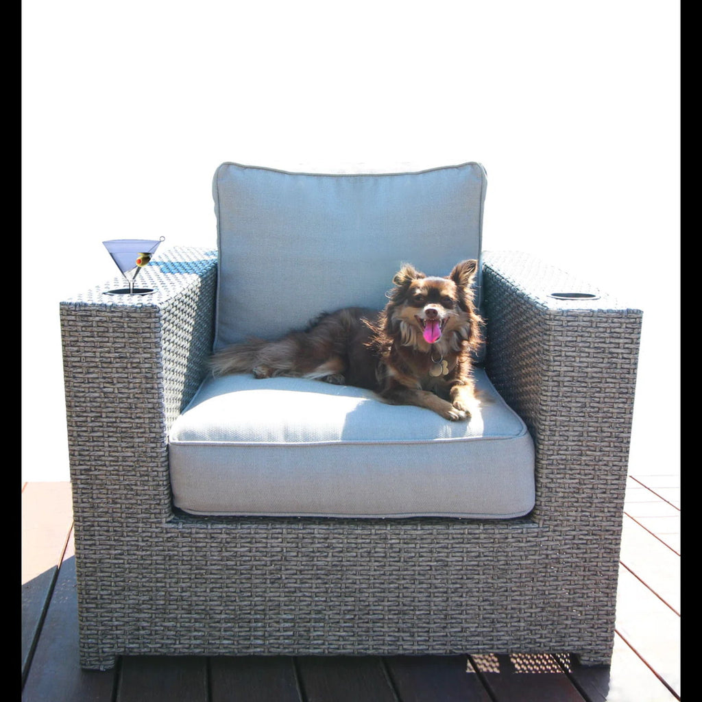 Outdoor 7 Person Conversation Set With Cushions, All Weather - Gray Mix