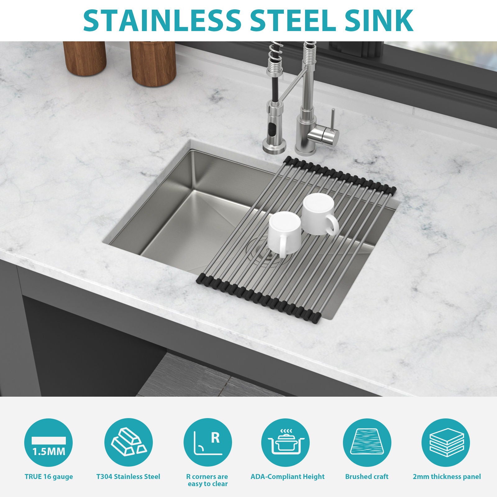 Undermount Sink, Low Depth Single Bowl