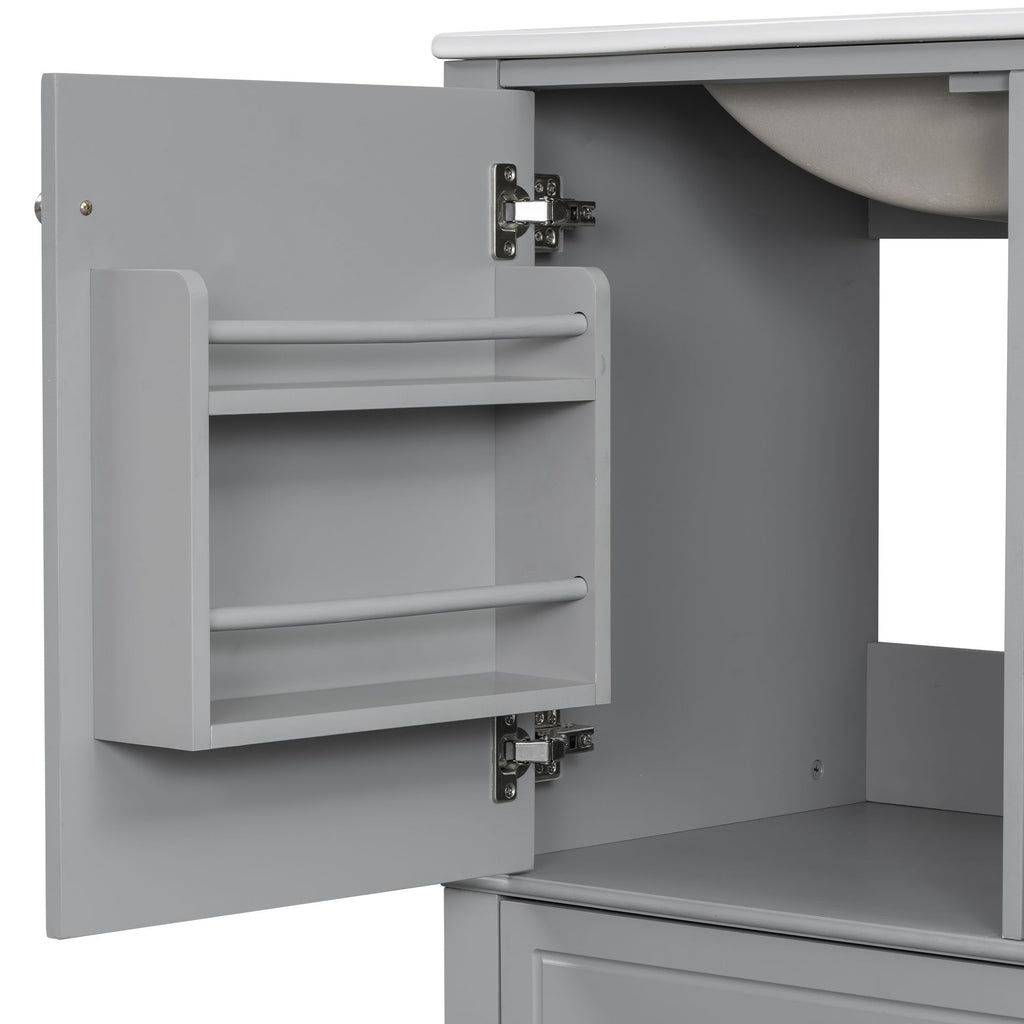 Freestanding Bathroom Vanity With Sink, Soft Close Door, 3 Drawers