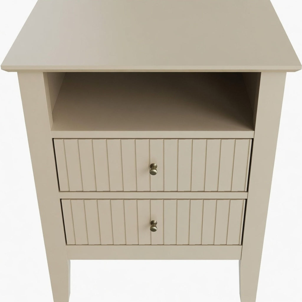 Fluted Nightstand With 2 Drawers