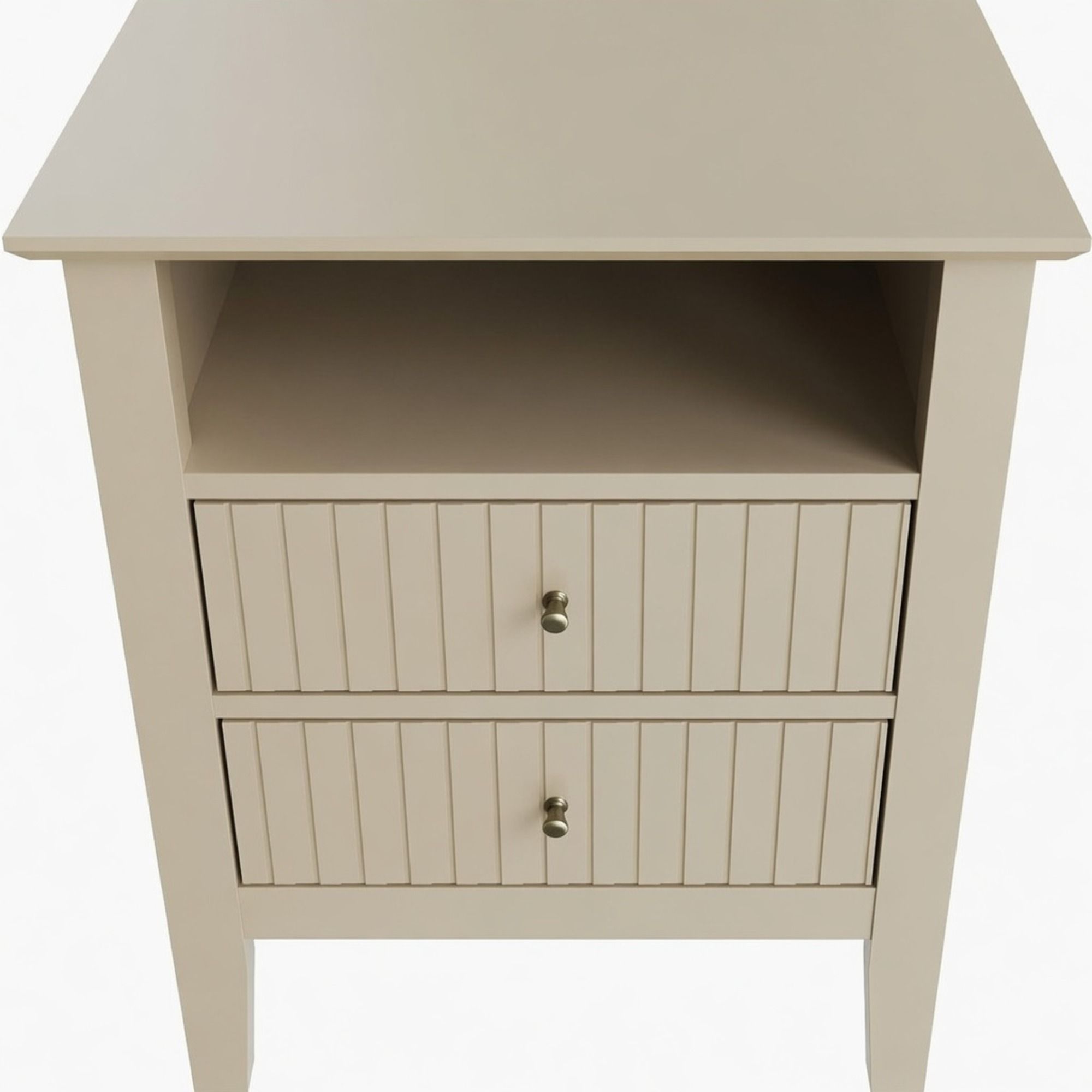 Fluted Nightstand With 2 Drawers