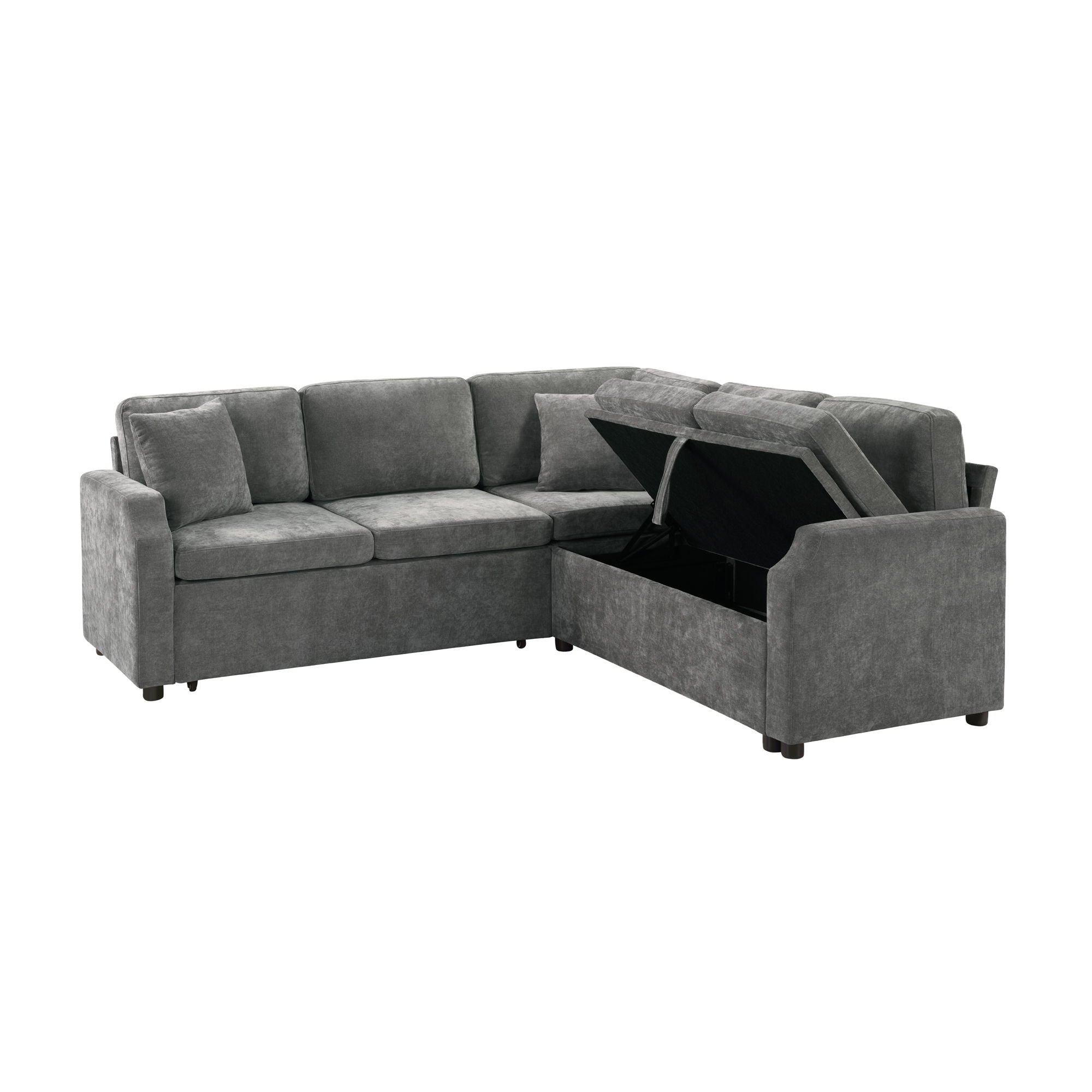 Modern L Shaped Sectional Sofa Bed With Hidden Storage Upholstery