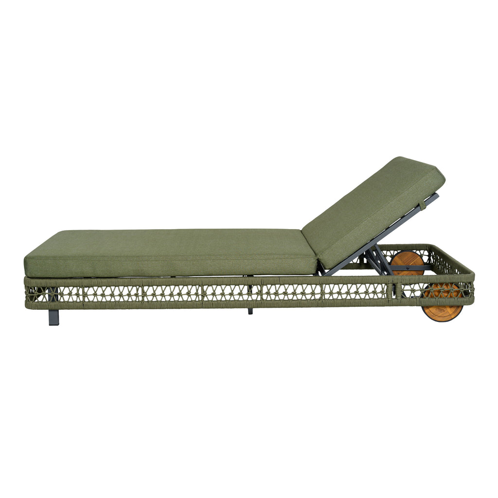 Outdoor Chaise Lounge & Wheels, 5 Position Adjustable Backrest