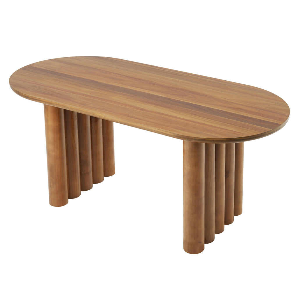 Oval Dining Table With Cylindrical Legs - Brown