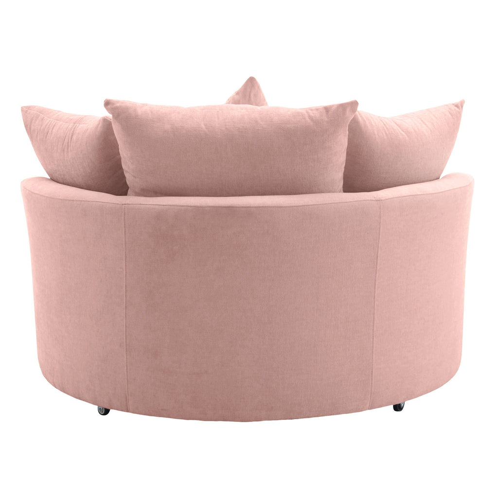 360° Swivel Accent Barrel Chair With Storage Ottoman & 4 Pillows, Modern Leisure Chair Round Accent For Living Room