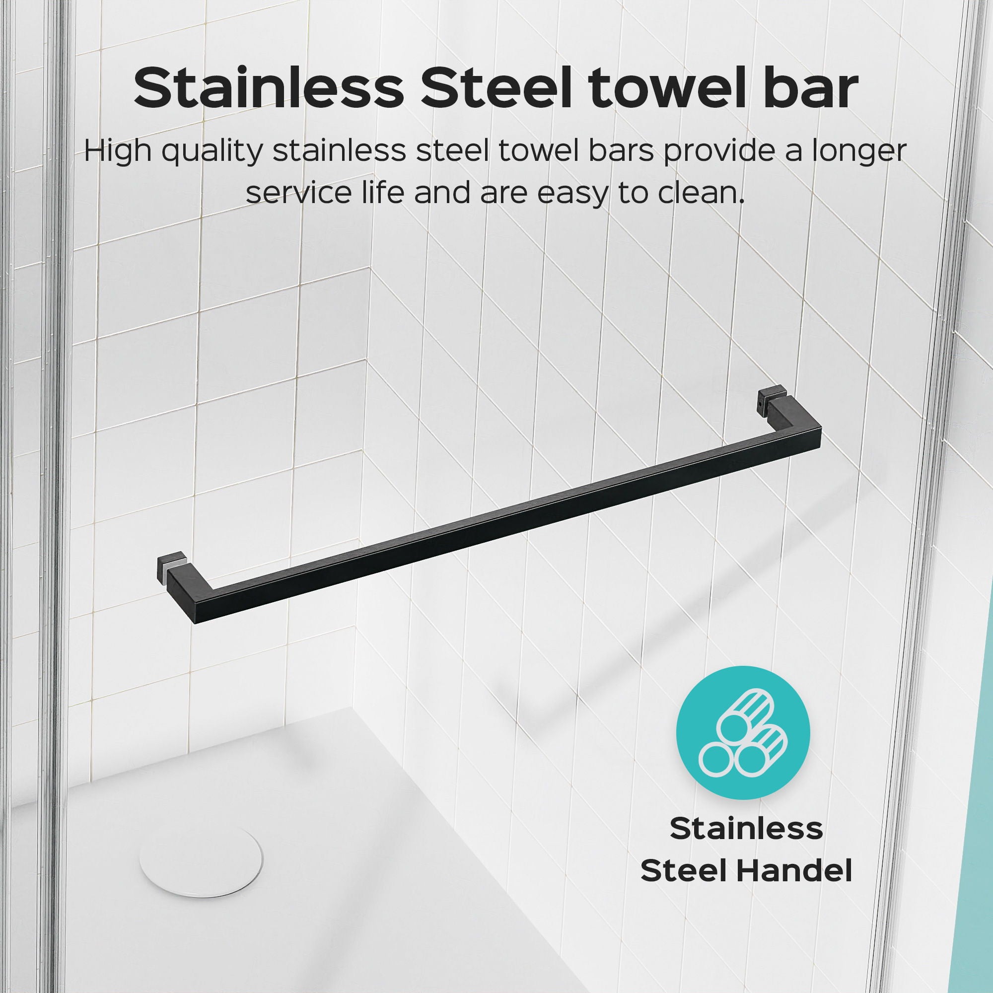 Frameless Double Sliding Shower Door In, Thick Tempered Glass, Reversible Installation