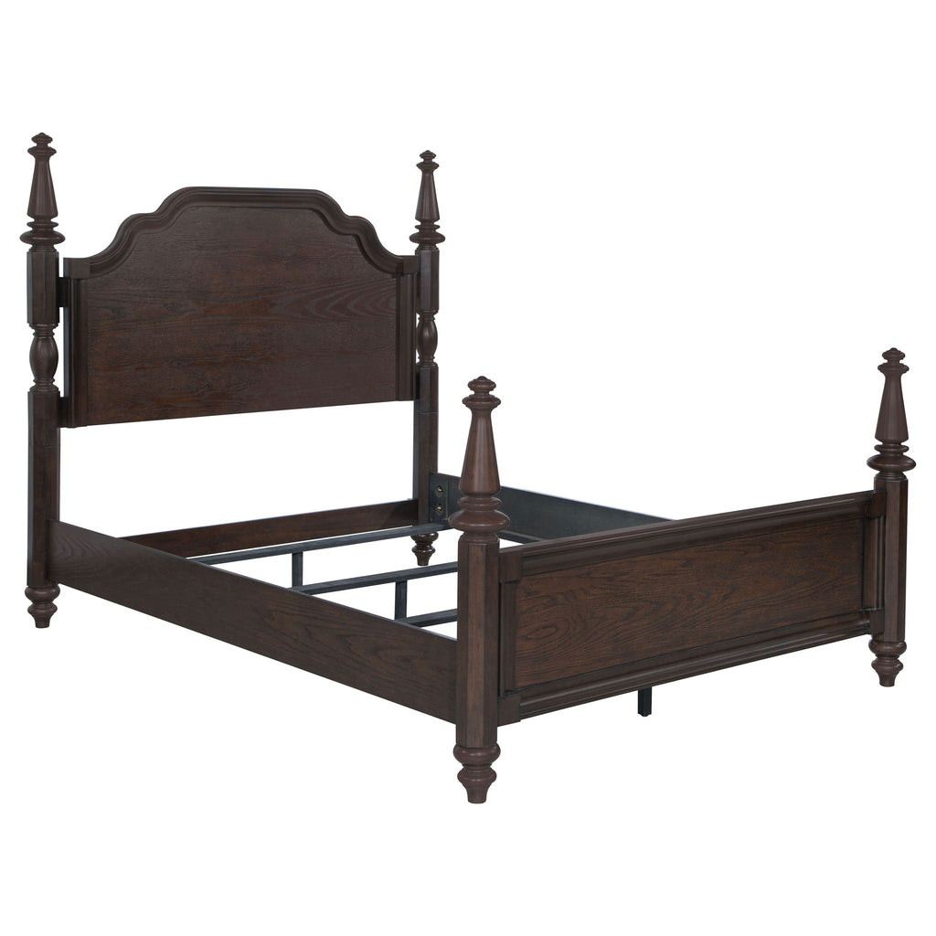 4 Poster California King Bed With Serpentine Headboard - Dark Oak
