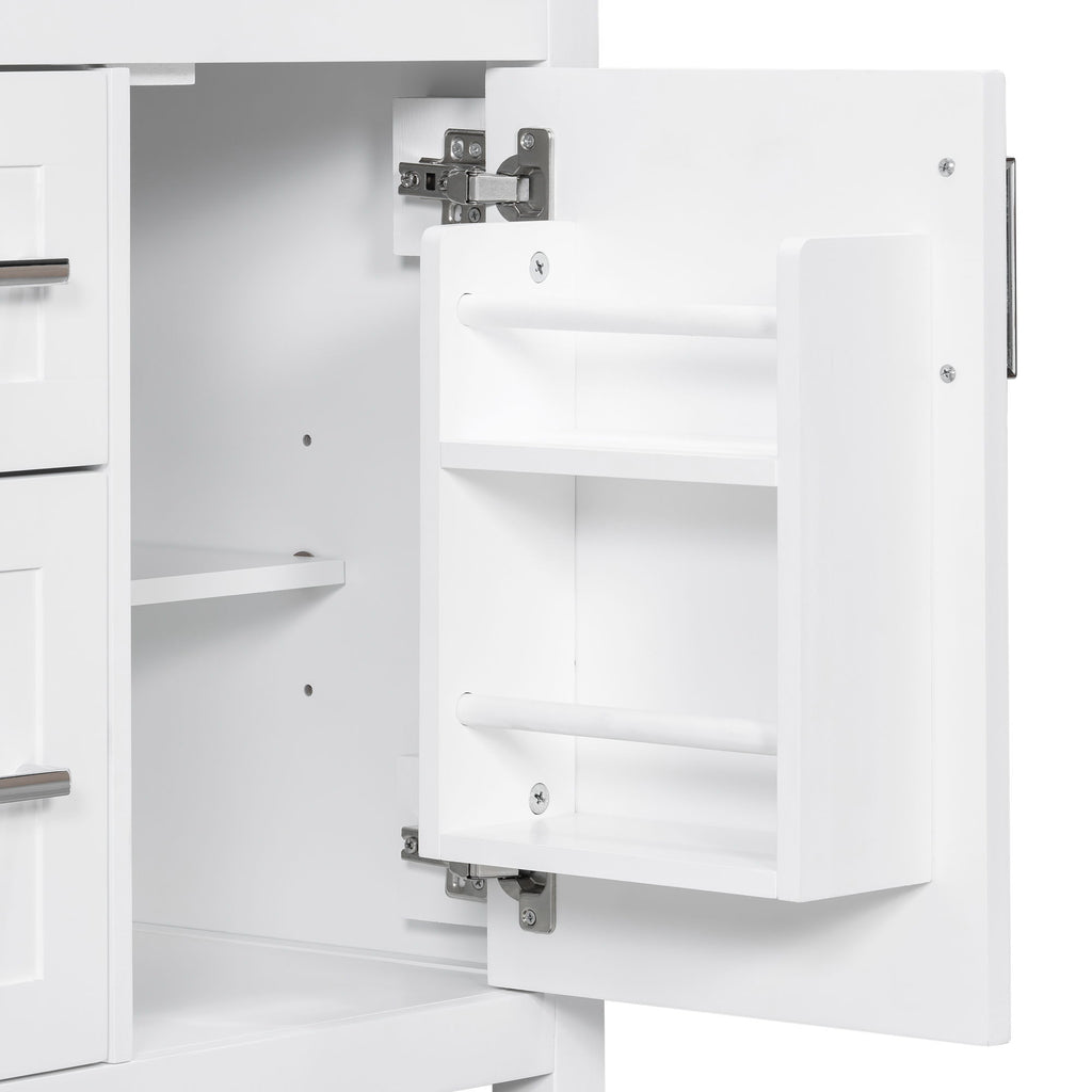 Modern Bathroom Vanity With Sink, Flip Drawer & 2 Drawers, Soft Close Hinges, Adjustable Shelf