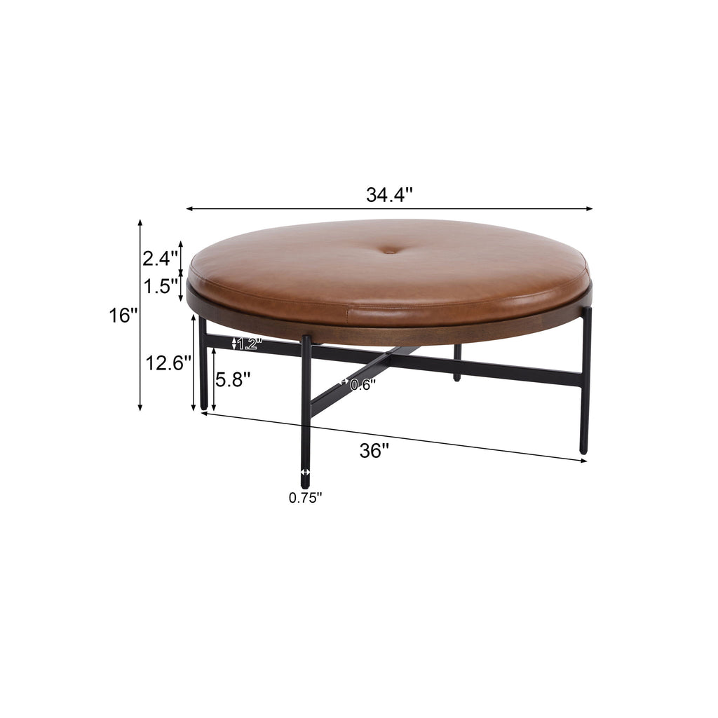 Lyricie - Modern Cocktail Ottoman With Foam Padding And Metal X Base - Brown / Black