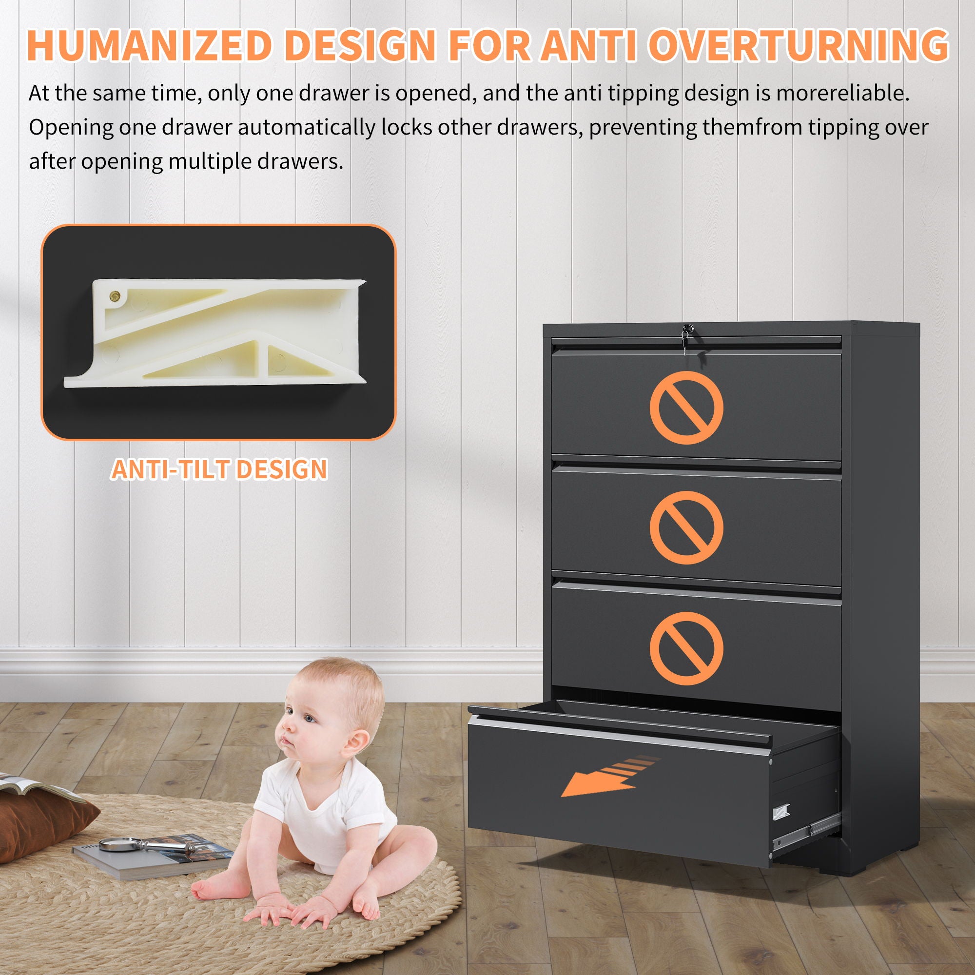 Premium Drawer Metal Lateral File Cabinet With Lock